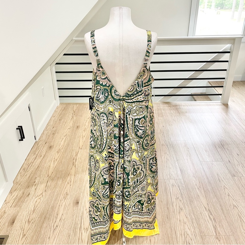 NWT 2X blue pink green and yellow earth tones bohemian high low midi maxi dress - Picture 4 of 9